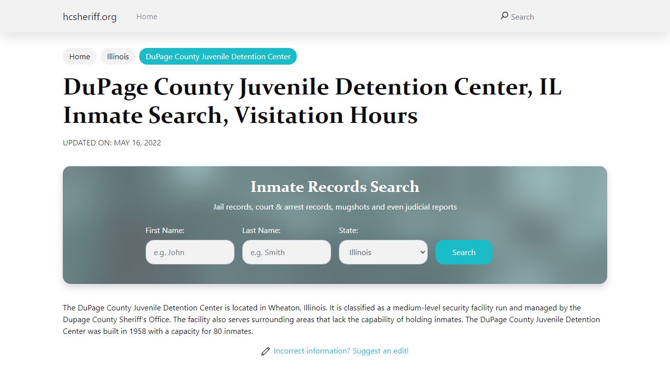 DuPage County Juvenile Detention Center, IL Inmate Search ...